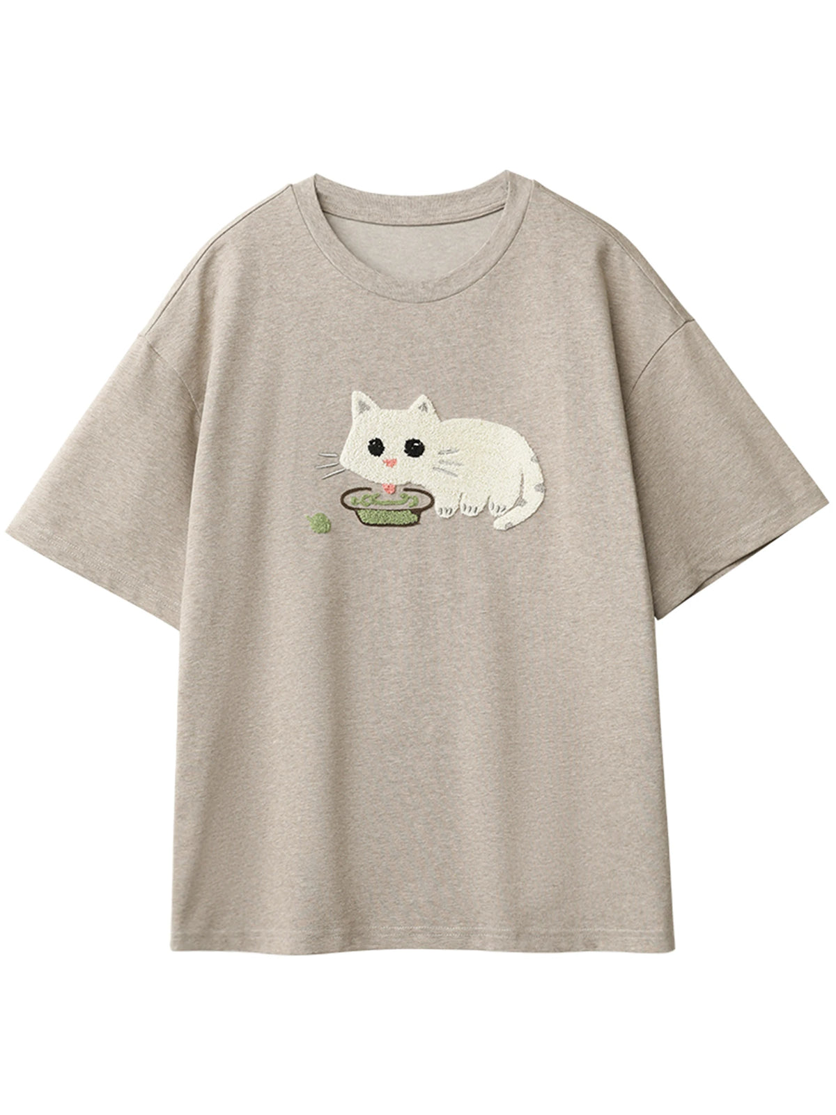 Cat Embroidered Tee – Playful Streetwear Staple