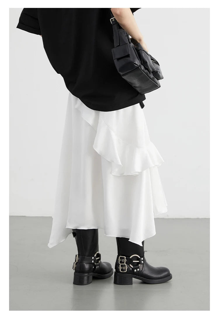 High-Waist Ruffled Midi Skirt – Chic Fishtail Design