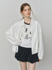 Raw Glamour Short Jacket – French Oversized Workwear Style