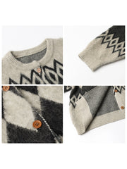Argyle Knit Cardigan – Retro Casual Warmth