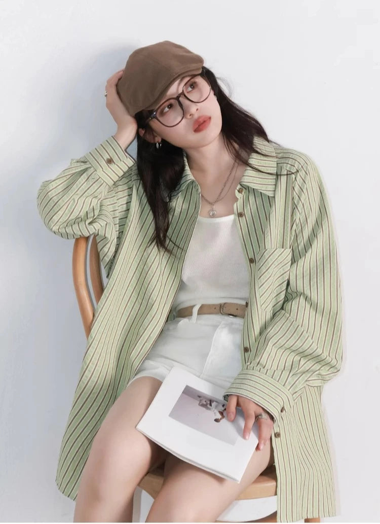 Vertical Stripe Oversized Blouse – Effortless Everyday Fit