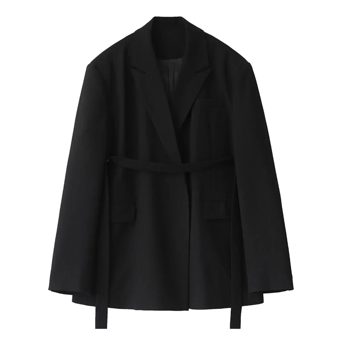 Wide-Shoulder Ribbon Blazer – Statement Outerwear
