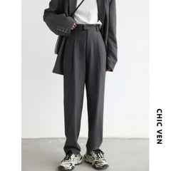 Tailored Wide Leg Twill Suit Pants – Sleek Office to Evening Elegance
