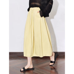 Black A-Line Cotton Skirt – Flowing Mid-Length Elegance