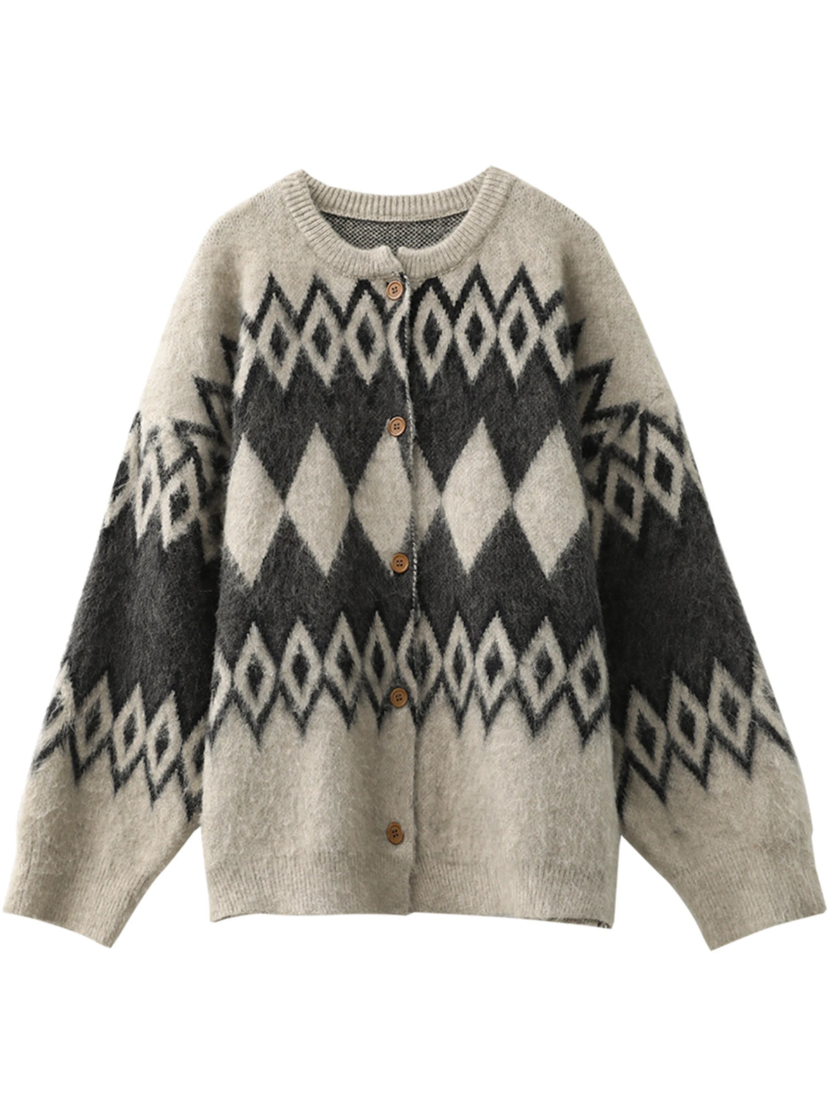 Argyle Knit Cardigan – Retro Casual Warmth