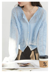 Mohair Knit Cardigan – Hollow Lightweight Luxury