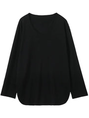 Casual U-Neck Long Sleeve T-shirt – Minimalist Everyday Essential