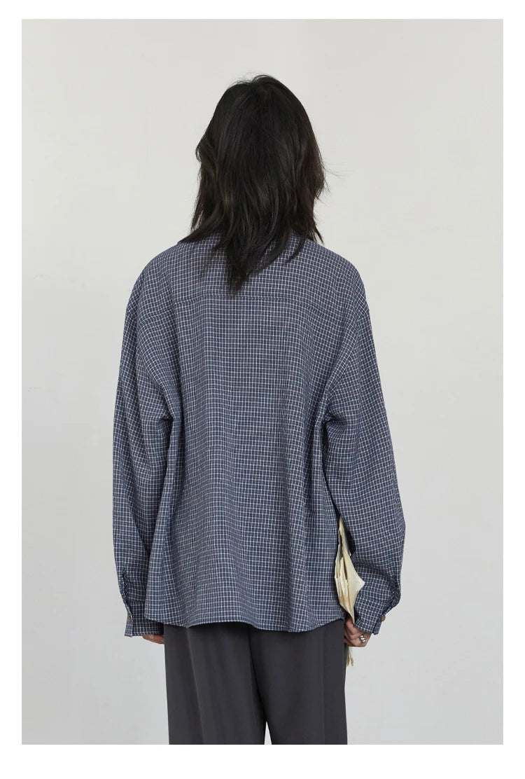 Plaid Embroidered Blouse – Vintage Casual Essential