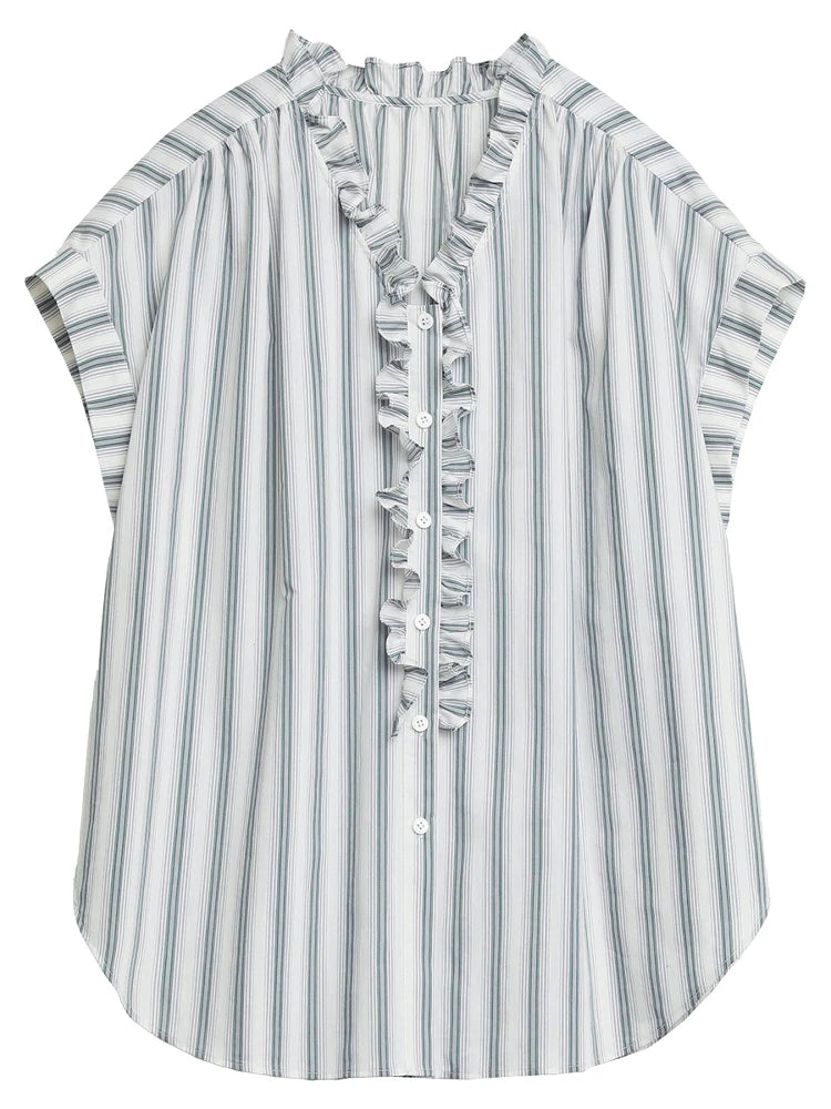 Ruffled White Cotton Blouse – Timeless Feminine Classic