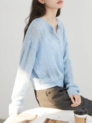Mohair Knit Cardigan – Hollow Lightweight Luxury