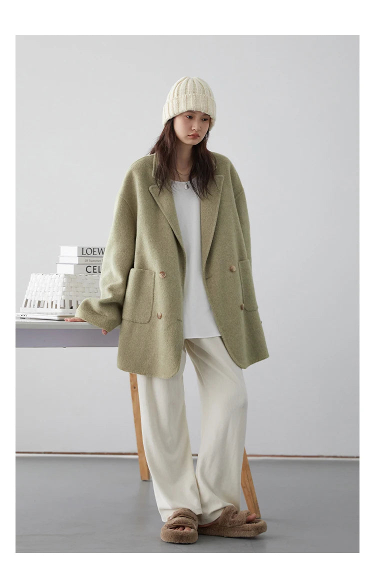 Double-Sided Wool Coat – Retro Double-Breasted Luxury