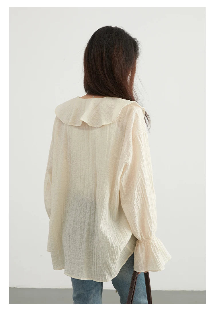 Ruffled Lace-Up V-Neck Blouse – Feminine Modern Flair