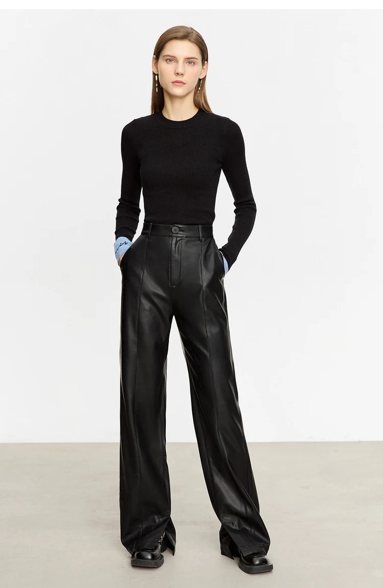 PU Leather Wide-Leg Pants – Bold Modern Edge