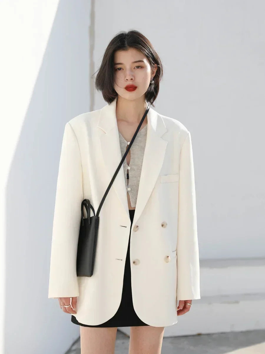 Double-Breasted Mid-Length Blazer – Timeless Power Look