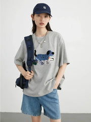 Playful Dog Embroidered T-shirt – Streetwear Cotton Classic