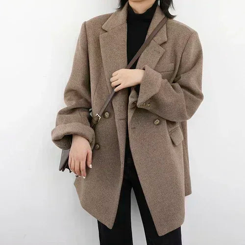 Wool Blend Mid-Length Coat – Refined Office Outerwear