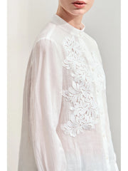 Lace Stand-Collar Shirt – Refined Feminine Style