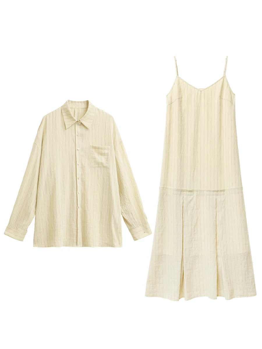 Striped Shirt & Dress Set – Effortless Layered Chic