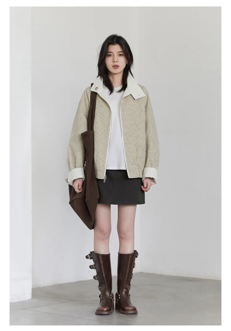 Reversible Workwear Jacket – Stand Collar Utility Style