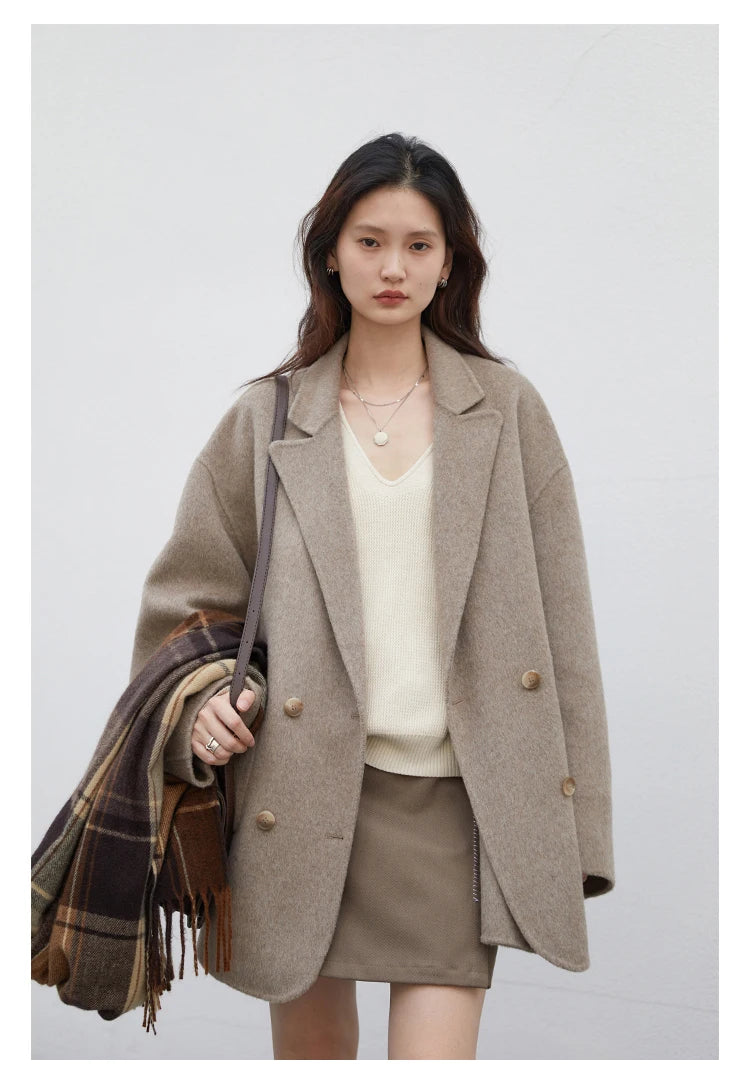 Double-Sided Wool Coat – Retro Double-Breasted Luxury