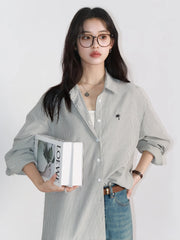 Striped Embroidered Blouse – Casual Everyday Chic