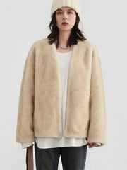 Plush V-Neck Overcoat – Cozy Winter Essential