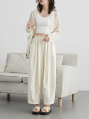 High-Waist Pleated White Pants – Wide Leg Summer Essential
