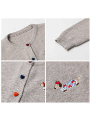 Love Button Embroidered Cardigan – Playful Knitwear