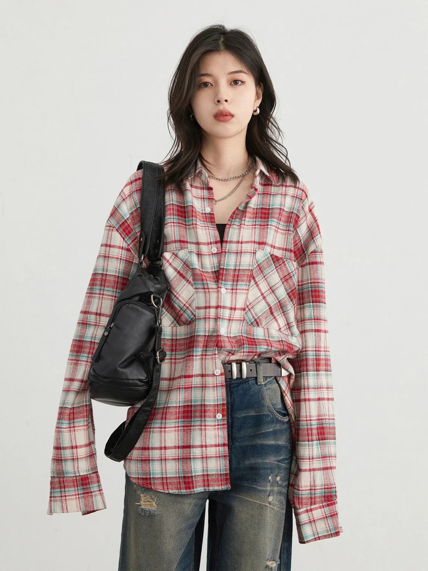 Color-Blocked Cotton Shirt – Retro Charm with a Modern Twist