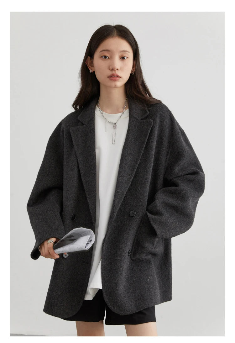 Double-Sided Wool Coat – Retro Double-Breasted Luxury