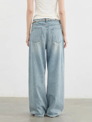 Splashed Ink Denim Pants – Artistic Wide-Leg Statement