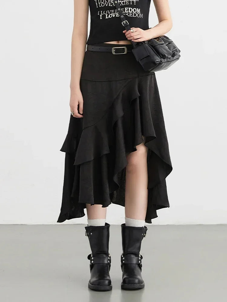 High-Waist Ruffled Midi Skirt – Chic Fishtail Design