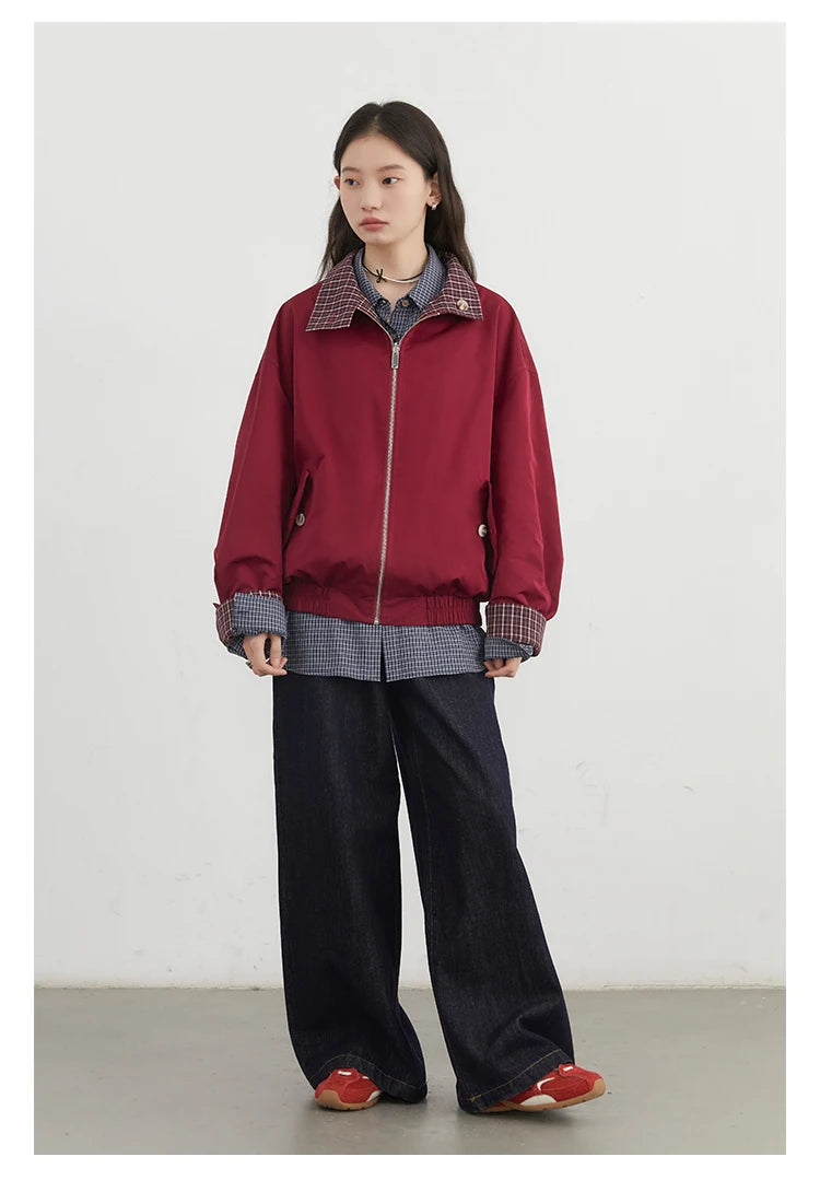 Reversible Workwear Jacket – Stand Collar Utility Style