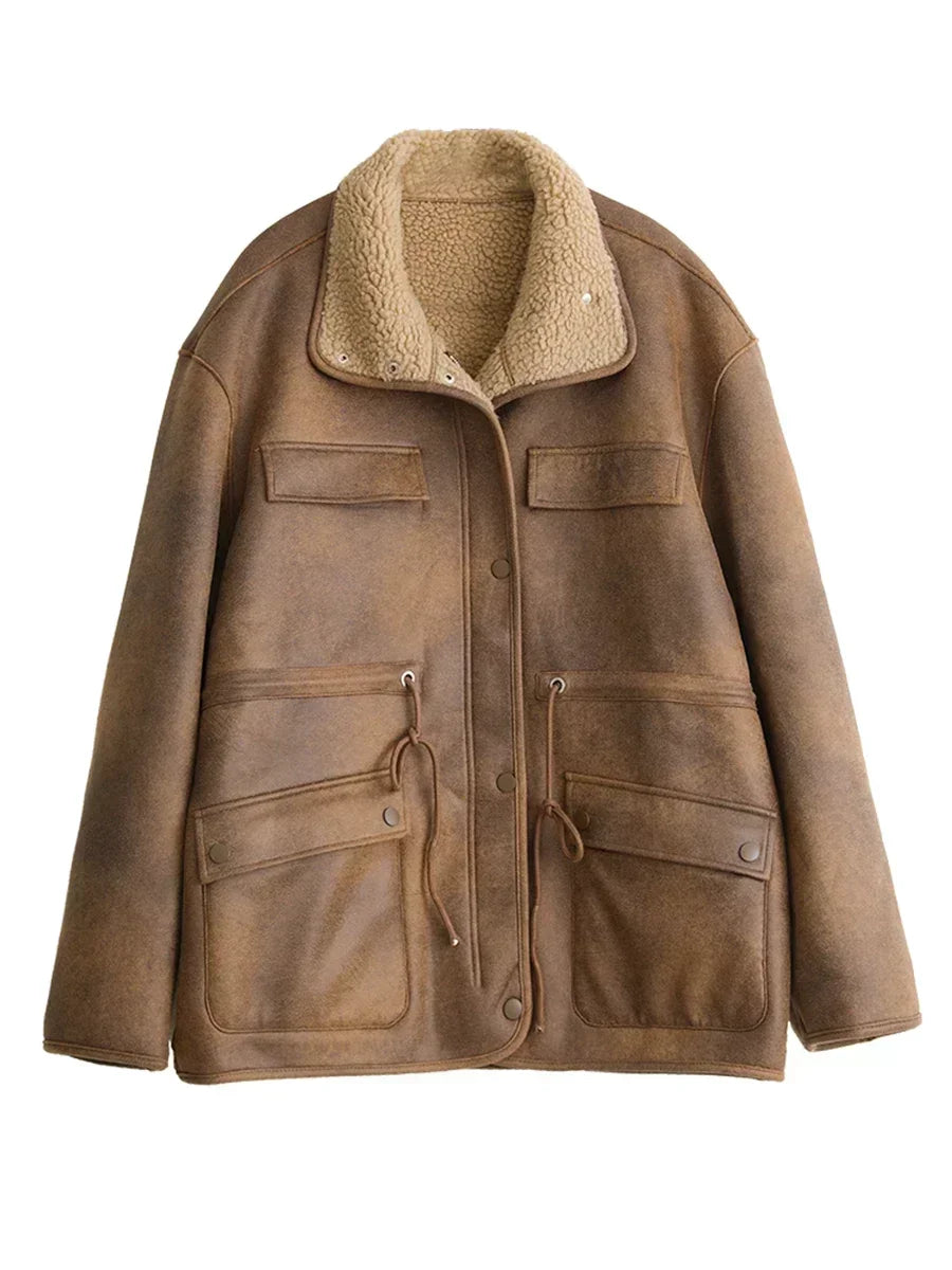 Reversible Suede Motorcycle Jacket – Luxe Winter Warmth