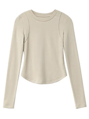 Cashmere-Lined Round Neck Tee – Soft Slim Fit Elegance