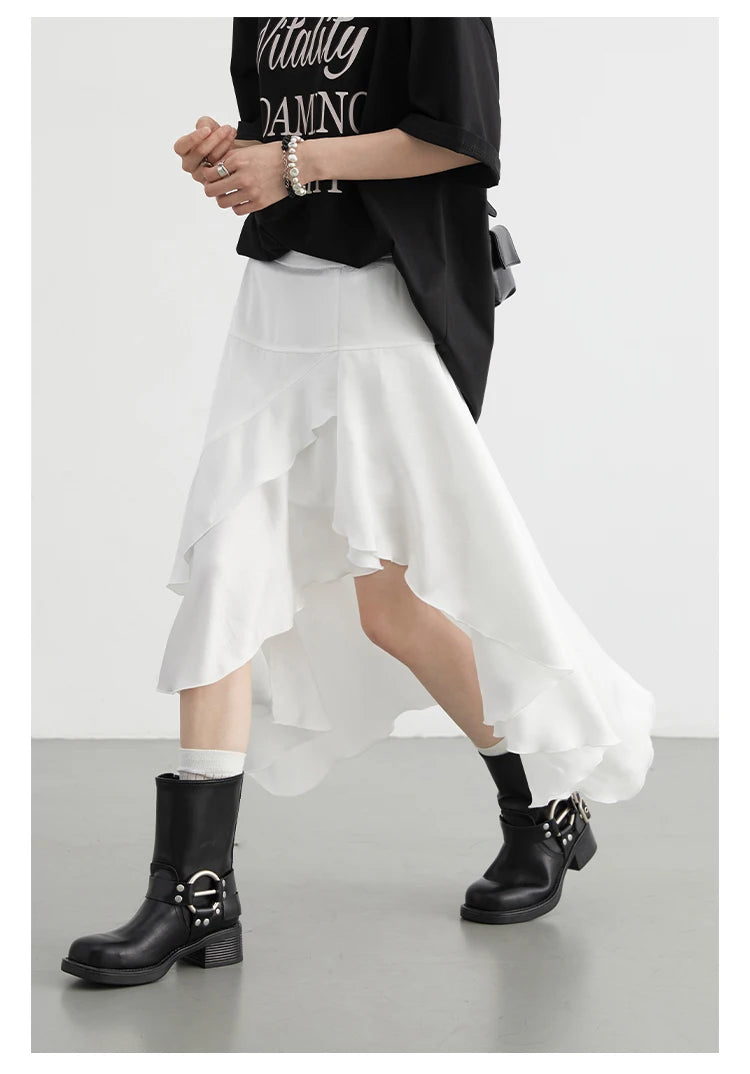 High-Waist Ruffled Midi Skirt – Chic Fishtail Design